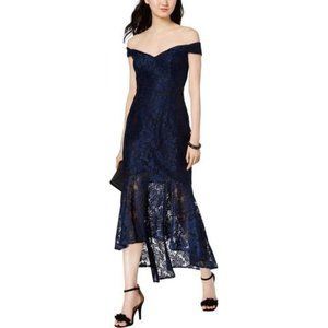 XSCAPE | Petites Lace Off-The-Shoulder Midi Dress